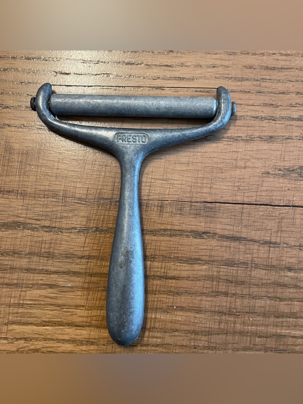 Vintage 1940s Presto Cheese Slicer Aluminum Antique Embosses Both Sides